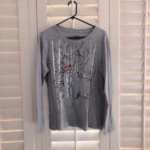 🌦 sahalie Saturday market tee gray long sleeve